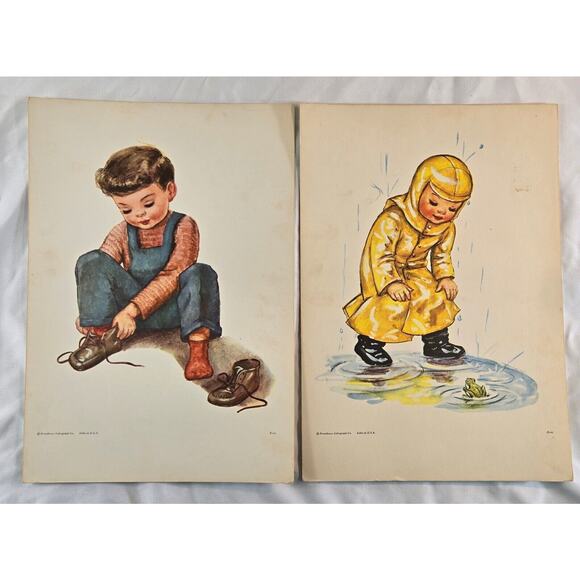 Southern Baptist Church Nursery Pictures Series 1950s 9" x 12" Lot of 6 Lithos - Picture 2 of 7